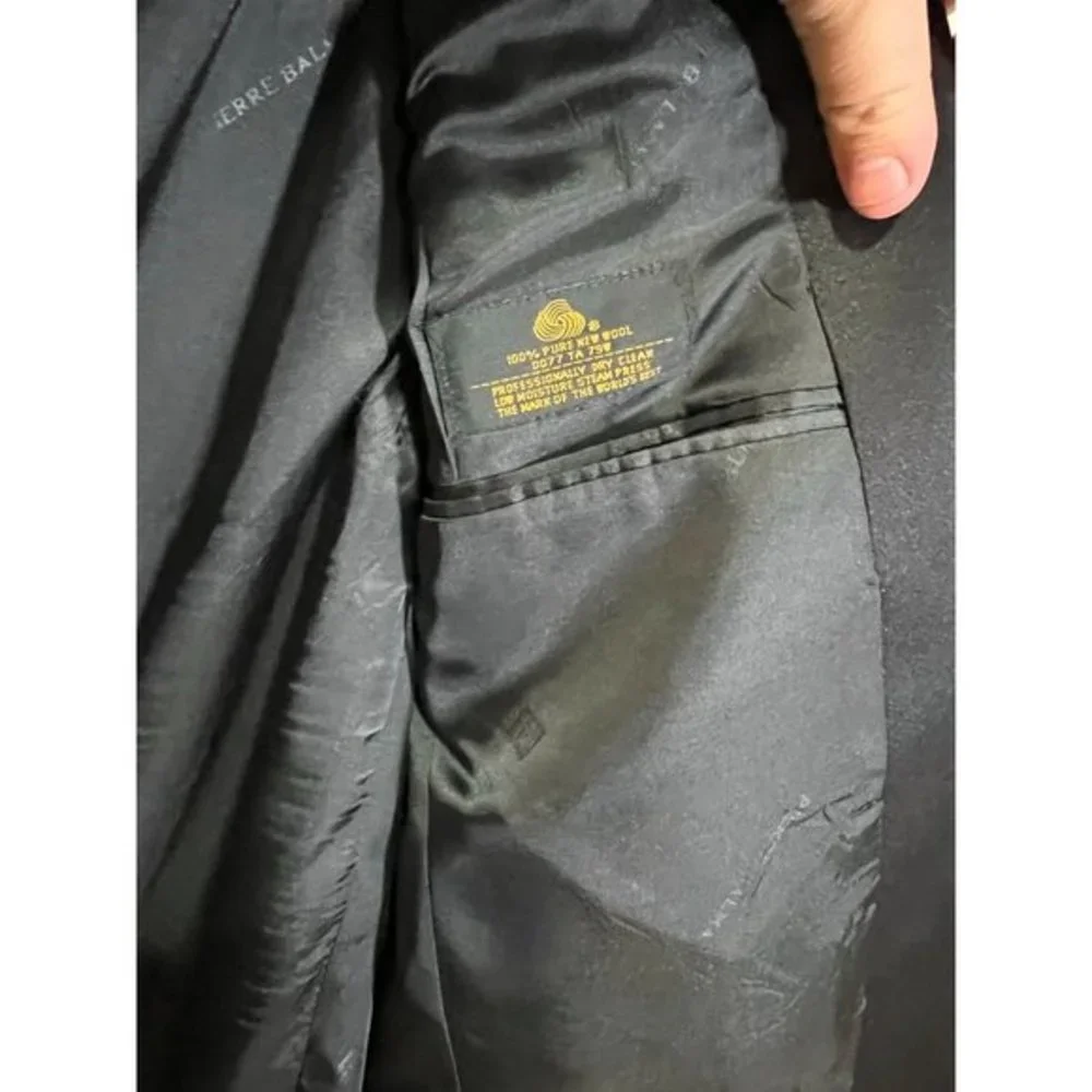 Pierre Balmain Paris Mens 40S Black Wool Tuxedo Jacket Satin Peak Lapel MW 35